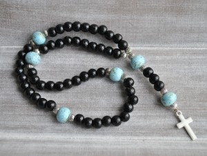 chapelet bleu-perles en céramique-tanzania creation