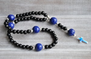 chapelet bleu3-perles en céramique-tanzania creation